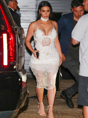 Kim Kardashian Wears See-Through Dress to Scott Disick's Birthday Bash